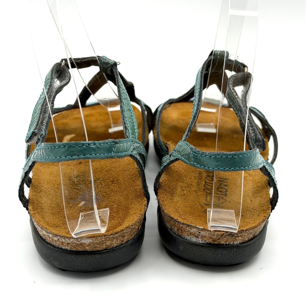 Naot Dorith Strappy Sandals US 7 EU 38 Teal Patent Leather T-Strap Comfort - Picture 4 of 10